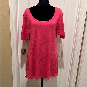 LuLaRoe Pink Short Sleeve Relaxed Perfect Tee Tunic